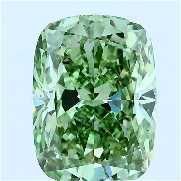 1.5ct Cushion FANCY VIVID GREEN VS2 Lab Created Diamond