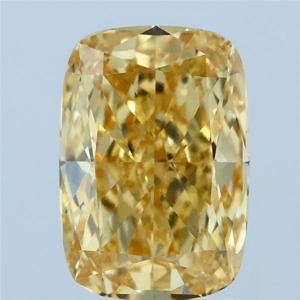 3.01ct Cushion FANCY VIVID YELLOW VVS2 Lab Created Diamond