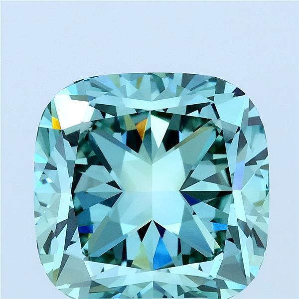 5.13ct Cushion FANCY VIVID GREEN VVS2 Lab Created Diamond