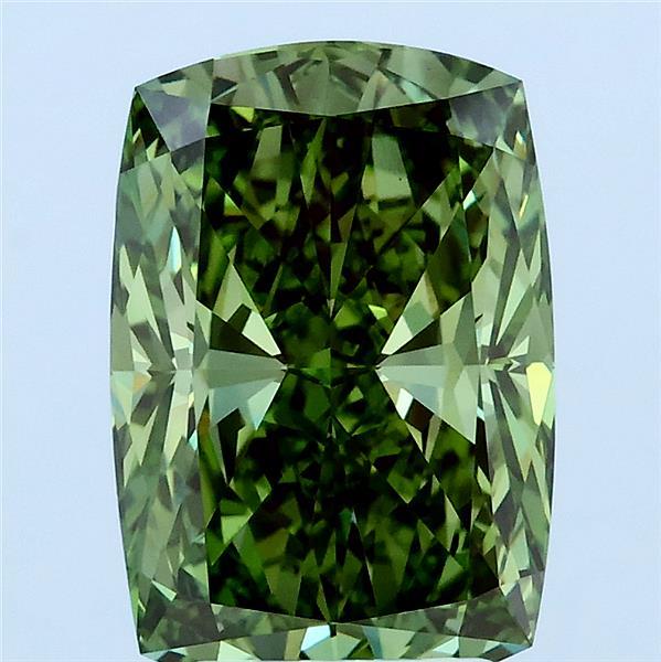 3.2ct Cushion FANCY VIVID GREEN VS1 Lab Created Diamond