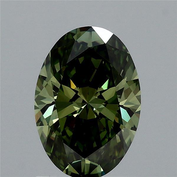 1.4ct Oval FANCY VIVID GREEN VVS2 Lab Created Diamond