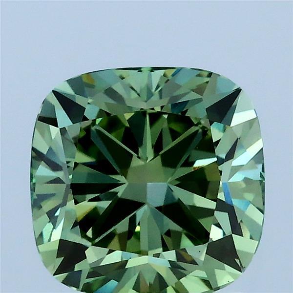 2.03ct Cushion FANCY VIVID GREEN VS1 Lab Created Diamond