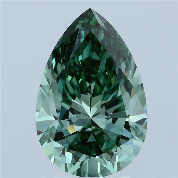 3.92ct Pear FANCY VIVID GREEN VVS2 Lab Created Diamond