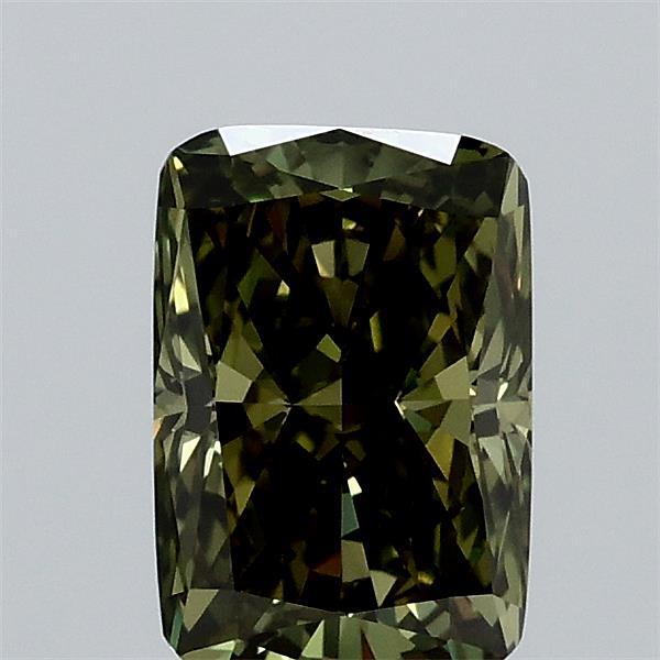 1.05ct Cushion FANCY VIVID GREEN VVS2 Lab Created Diamond