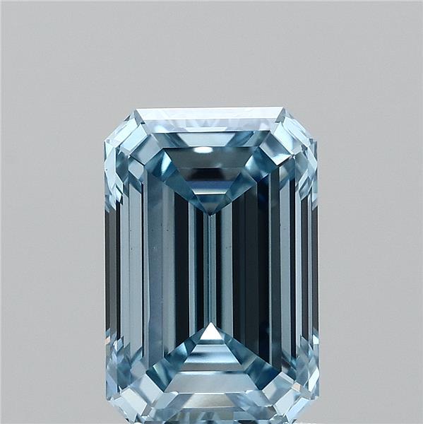 1.4ct Emerald FANCY VIVID BLUE VVS2 Lab Created Diamond