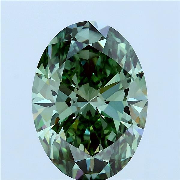 3.03ct Oval FANCY VIVID GREEN VVS2 Lab Created Diamond