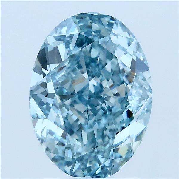 2.98ct Oval FANCY VIVID GREENISH BLUE VS1 Lab Created Diamond