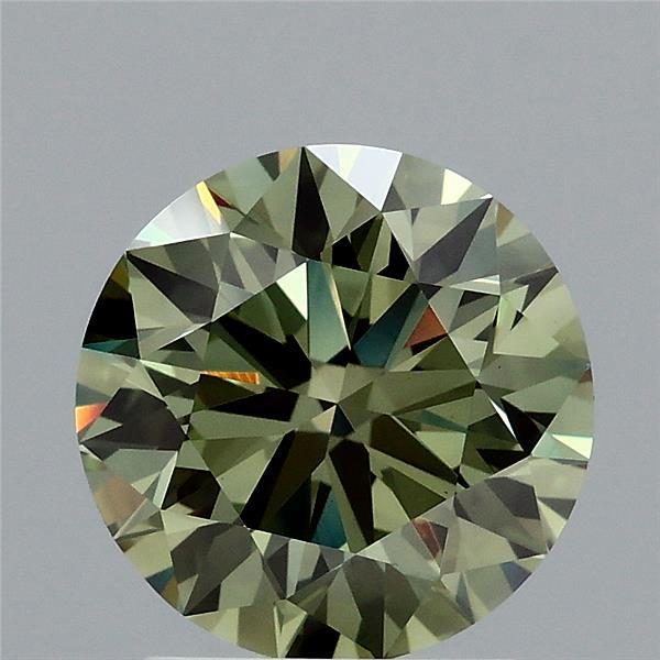 2.01ct Round FANCY VIVID GREEN VVS2 Lab Created Diamond
