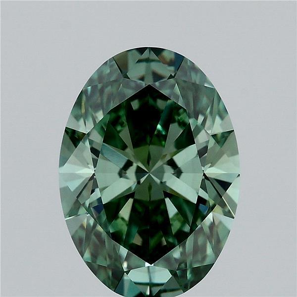 3.03ct Oval FANCY VIVID GREEN VS2 Lab Created Diamond