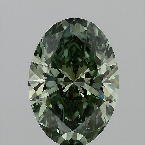 4.03ct Oval FANCY VIVID GREEN VS2 Lab Created Diamond