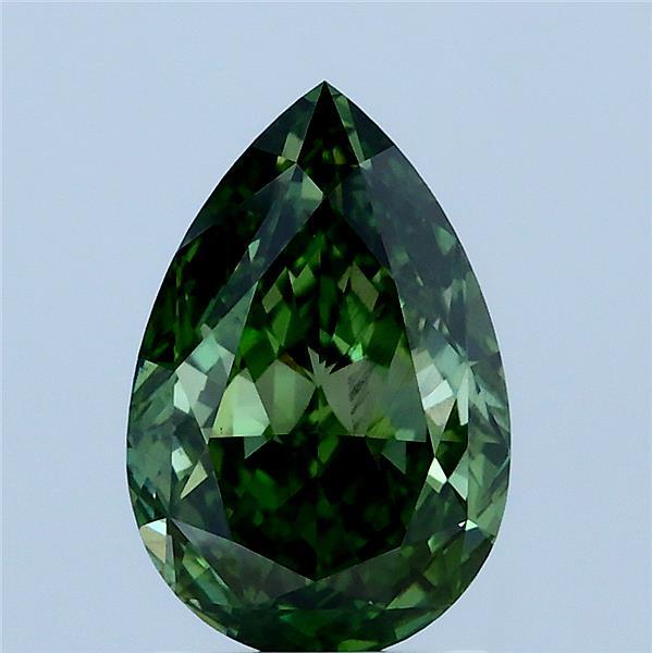 2.01ct Pear FANCY VIVID GREEN VS2 Lab Created Diamond
