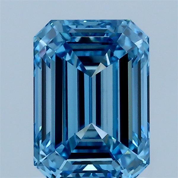 1.55ct Emerald FANCY VIVID BLUE VVS2 Lab Created Diamond
