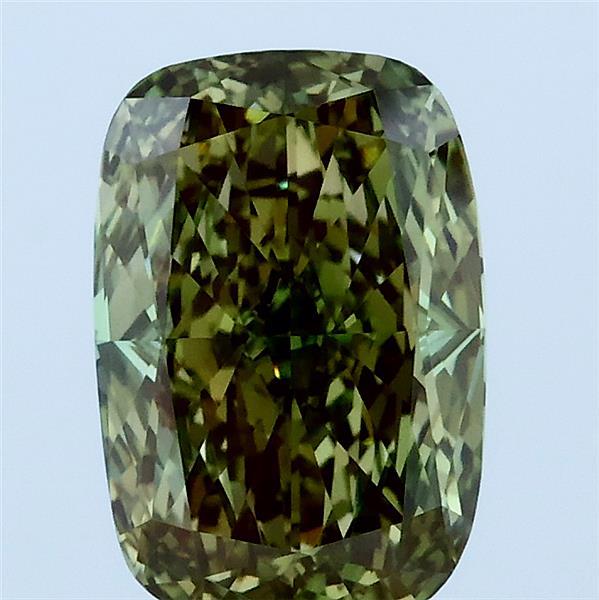 2.03ct Cushion FANCY VIVID GREEN VS1 Lab Created Diamond