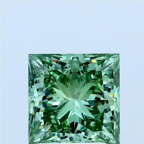 2.1ct Princess FANCY VIVID GREEN VS1 Lab Created Diamond