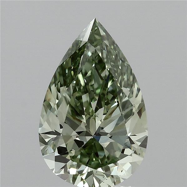 3ct Pear FANCY VIVID GREEN VS2 Lab Created Diamond
