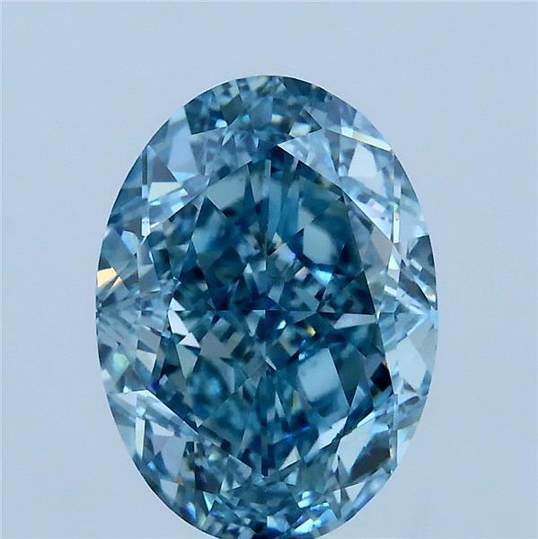 3.1ct Oval FANCY VIVID GREENISH BLUE VS1 Lab Created Diamond