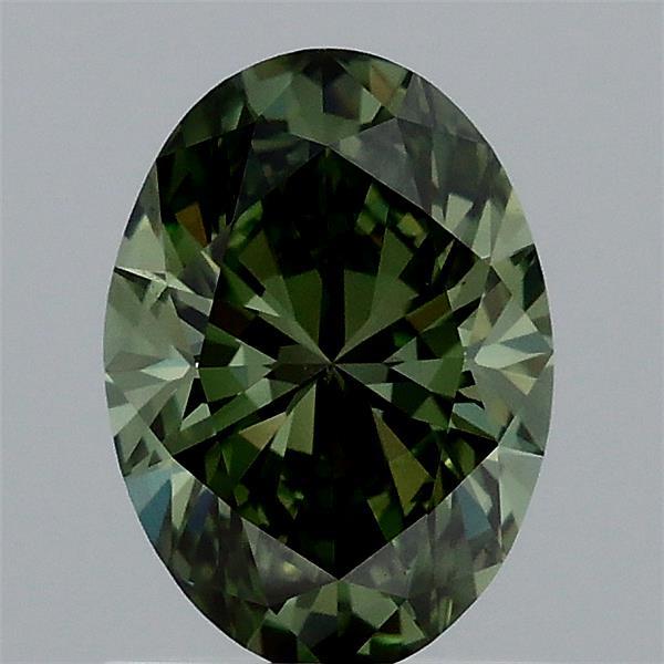 1.05ct Oval FANCY VIVID GREEN VVS2 Lab Created Diamond