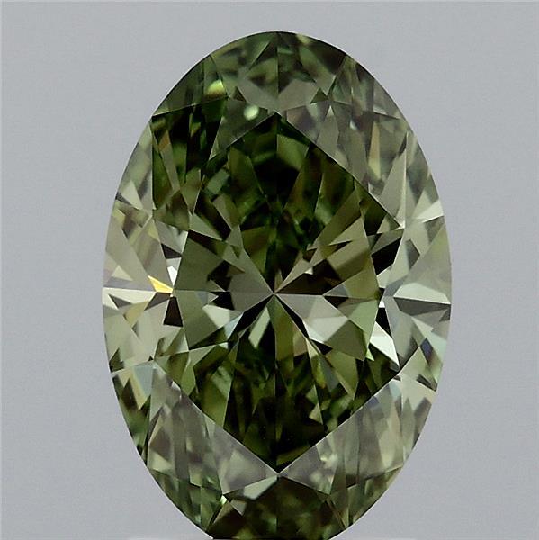 2.04ct Oval FANCY VIVID GREEN VS1 Lab Created Diamond