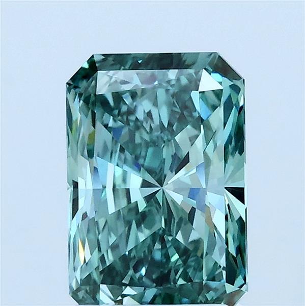 1.53ct Radiant FANCY VIVID GREEN VVS2 Lab Created Diamond