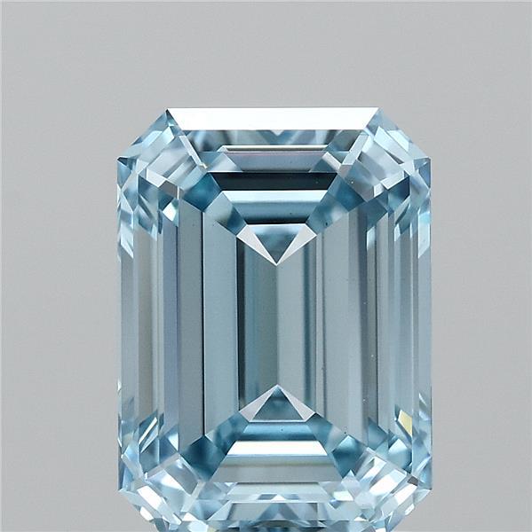 2ct Emerald FANCY VIVID BLUE VVS2 Lab Created Diamond