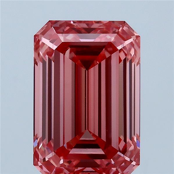 4.26ct Emerald FANCY VIVID PINK IF Lab Created Diamond