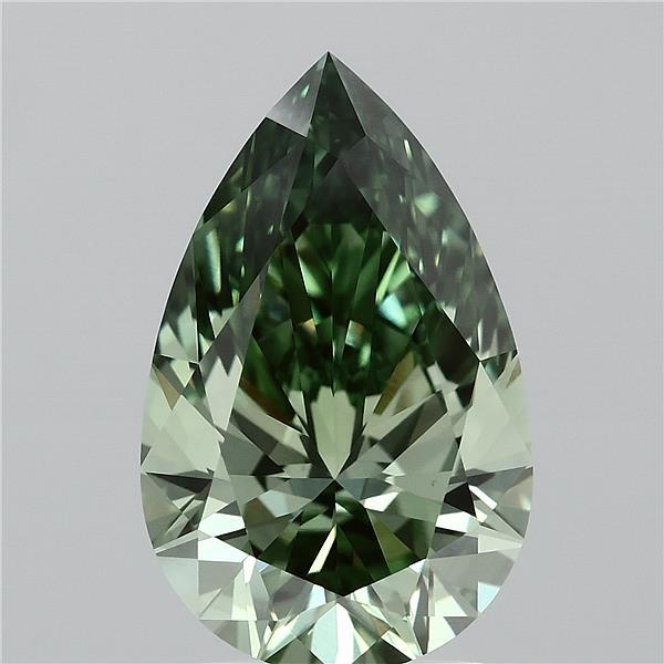 2.55ct Pear FANCY VIVID GREEN VVS2 Lab Created Diamond