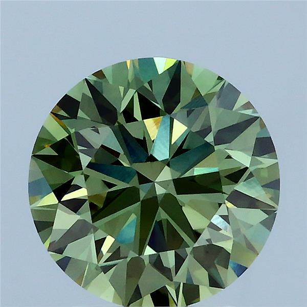 2.5ct Round FANCY VIVID GREEN VVS2 Lab Created Diamond