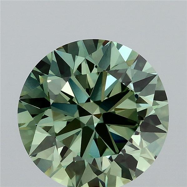 3.22ct Round FANCY VIVID GREEN VVS2 Lab Created Diamond