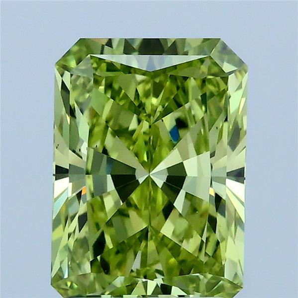 2.05ct Radiant FANCY VIVID YELLOWISH GREEN VS2 Lab Created Diamond