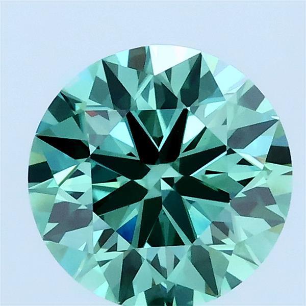 1.51ct Round FANCY VIVID GREEN VVS2 Lab Created Diamond