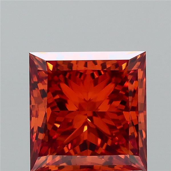 1.5ct Princess FANCY INTENSE BROWNISH ORANGE VVS2 Lab Created Diamond