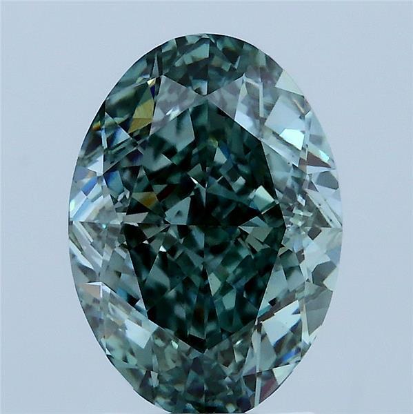 3.08ct Oval FANCY INTENSE GREEN VS1 Lab Created Diamond