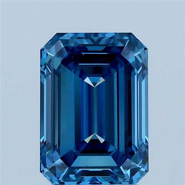 1.65ct Emerald FANCY VIVID BLUE VS1 Lab Created Diamond