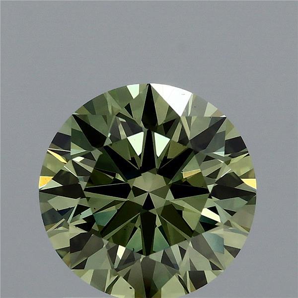 1.59ct Round FANCY VIVID GREEN VS2 Lab Created Diamond
