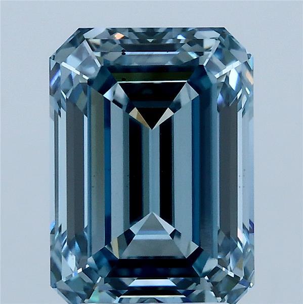 3.08ct Emerald FANCY VIVID BLUE VS2 Lab Created Diamond