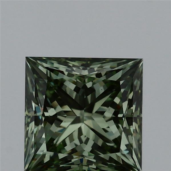1.35ct Princess FANCY VIVID GREEN VS2 Lab Created Diamond