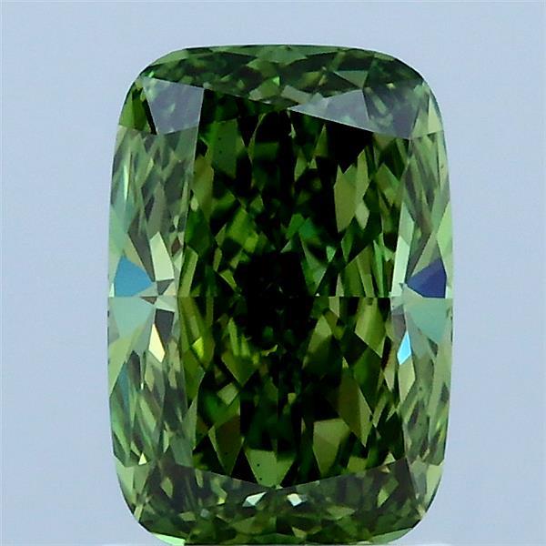 1.51ct Cushion FANCY VIVID GREEN VS1 Lab Created Diamond