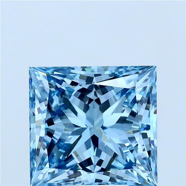 5.01ct Princess FANCY VIVID BLUE VS1 Lab Created Diamond