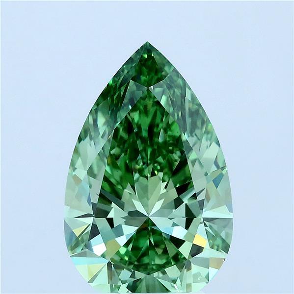 4ct Pear FANCY VIVID GREEN VS1 Lab Created Diamond