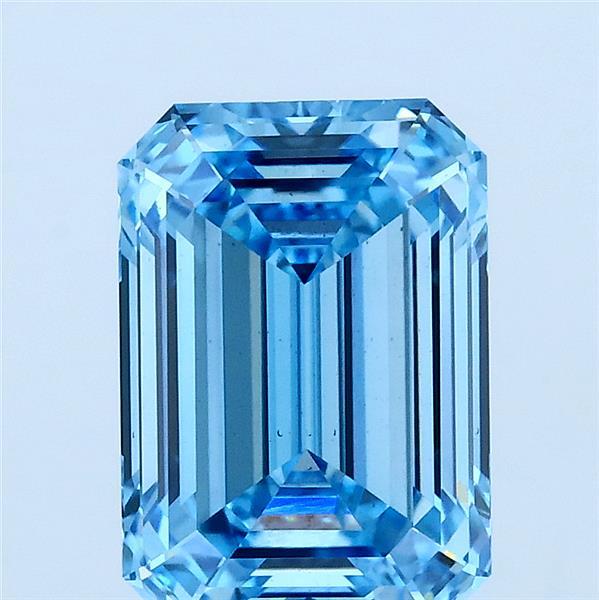 3ct Emerald FANCY VIVID BLUE VS2 Lab Created Diamond