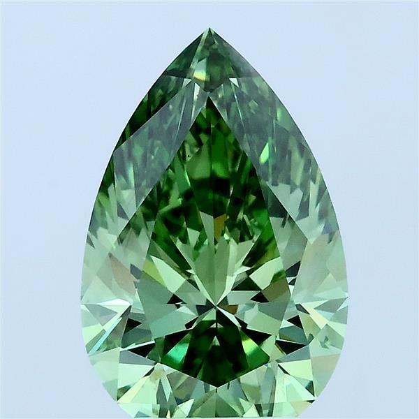 3ct Pear FANCY VIVID GREEN VS1 Lab Created Diamond