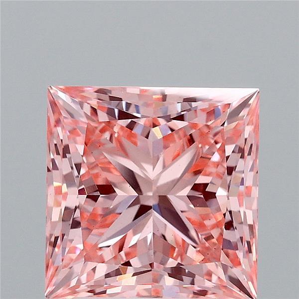 3.58ct Princess FANCY VIVID PINK VS2 Lab Created Diamond