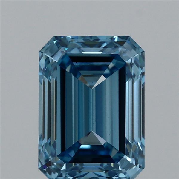 2.05ct Emerald FANCY VIVID BLUE VS1 Lab Created Diamond