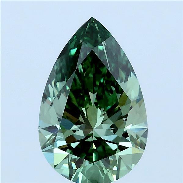 2.04ct Pear FANCY VIVID GREEN VVS2 Lab Created Diamond
