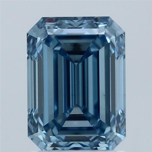 2ct Emerald FANCY VIVID BLUE VVS2 Lab Created Diamond
