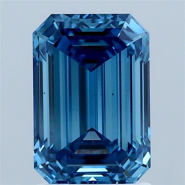 2.05ct Emerald FANCY VIVID BLUE VS1 Lab Created Diamond