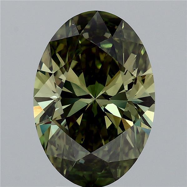 5.49ct Oval FANCY VIVID GREEN VS1 Lab Created Diamond