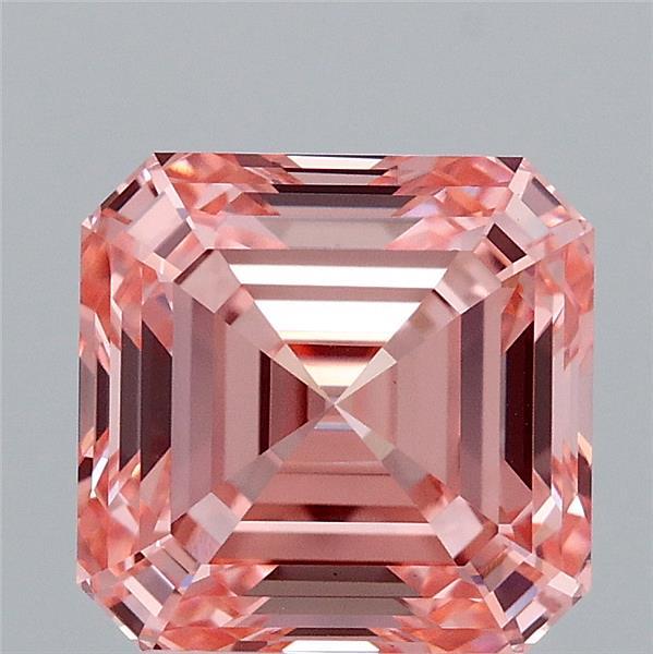 3.06ct Asscher FANCY VIVID PINK VVS2 Lab Created Diamond