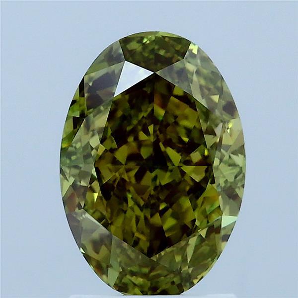 2.08ct Oval FANCY INTENSE YELLOWISH GREEN VS1 Lab Created Diamond