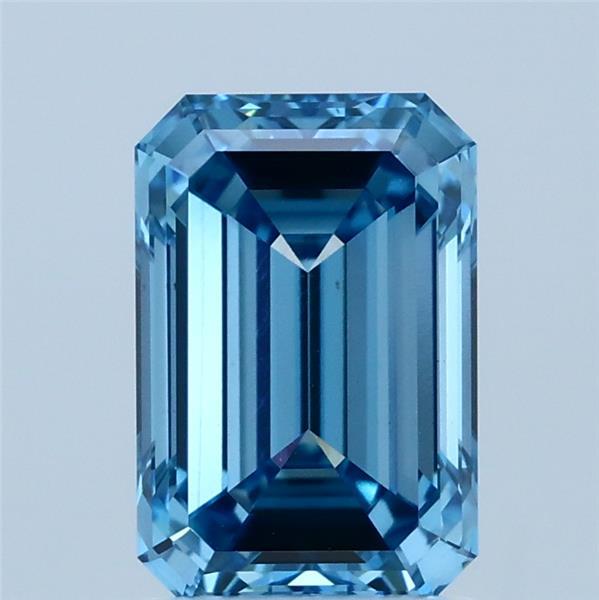 2ct Emerald FANCY VIVID BLUE VS2 Lab Created Diamond